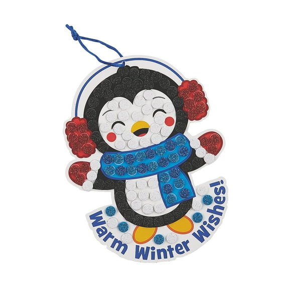 Winter Penguin Glitter Mosaic Craft Kit, Makes 12, Craft Kits, Winter, 12 Pieces
