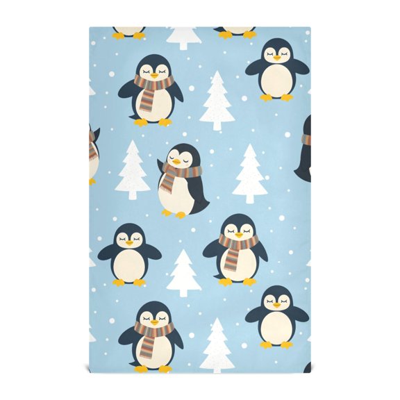 Winter Penguin Pattern Kitchen Towels Waffle Weave Decorative Tea Towels Multi Use Dishcloths 28x18in