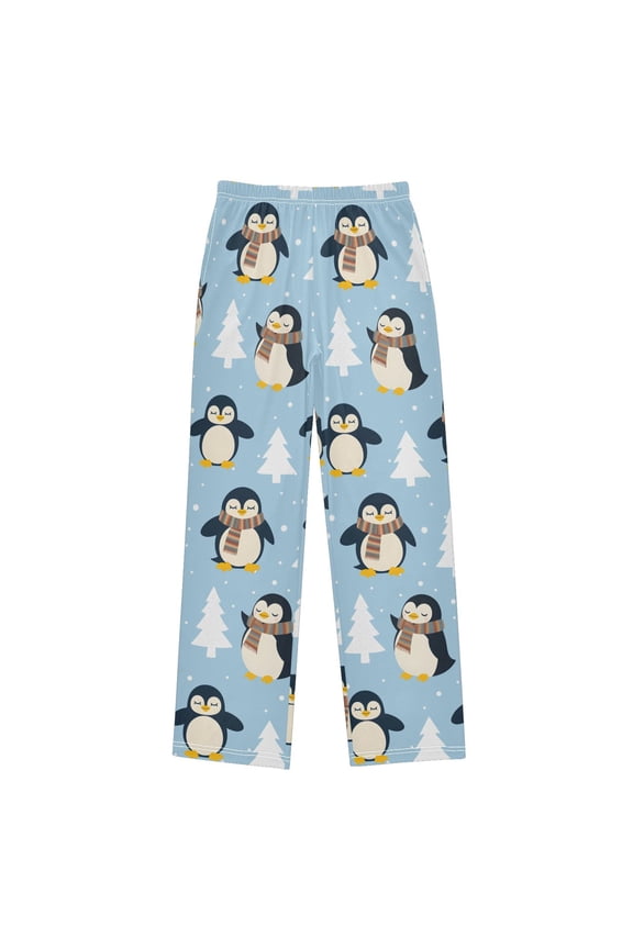 Winter Penguin Pattern Pajama Pants Soft Lightweight Lounge Pants Bottoms Sleep Pants Warm Comfy
