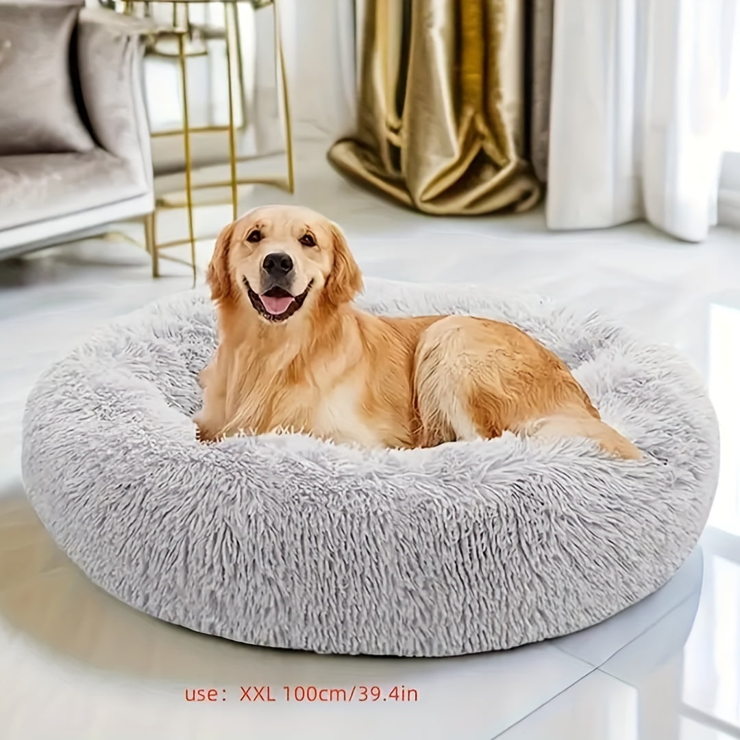 Winter Pet Bed Sofa, Soft Round Plush Dog Bed Couch, Polyester Material