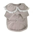 thumbnail image 1 of Winter Pet Coat Lace Trim Doll Collar Open Front Delicate Pretty Warm Pet Jacket Grey XL for 6 to 7 kg, 1 of 1