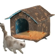 Winter Pet House with Self Warming Pad, Waterproof Outdoor Cat Dog House Foldable Warm Pet Cave for Winter Wild Animal Tent Bed, Outdoor Indoor Heat Insulated Shelter Enclosure for Pet