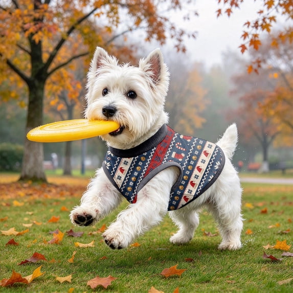 Small Winter Card Winter Pet Knit Sleeveless Vest Comfortable Christmas Pattern Dog Tank ...
