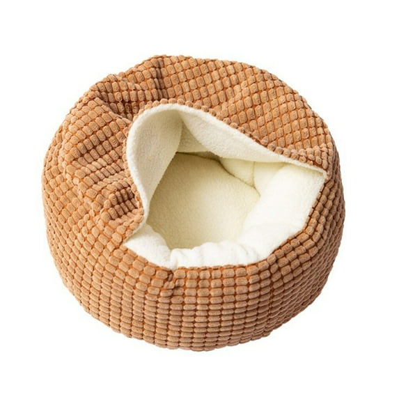 Winter Pet Plush Bed Living Room Nest Medium Animal Sleeping Warm Cattery Washable Pets Supplies Birthday Gift Khaki 60cm