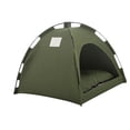 thumbnail image 1 of Winter Pet Tent Waterproof Cat House Weatherproof Warm Stray Cats Shelter Semi Enclosed Windproof with Sponge Lining Foldable Comfortable 50 x 50cm Green, 1 of 9