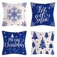 thumbnail image 1 of Winter Pillow Covers, Clearance Tgnazet 1818" Set of 4 Farmhouse Christmas Pillow Covers Holiday Rustic Linen Pillow Case for Sofa Couch Christmas Decorations Throw Pillow Covers, Blue, 1 of 5