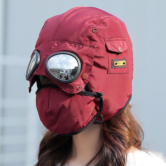 Winter Pilot Hat, Adult Windproof Hat, Warm Ear Protection Hat With Mask And Glasses