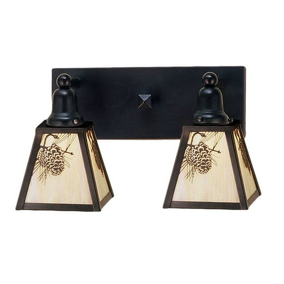 Meyda Tiffany 52460 Winter Pine 2 Light 17" Wide Bathroom Vanity Light - Brown