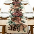 thumbnail image 1 of Winter Pine Cone Table Runner, Pine Needle Branch Red Berry Bow Farmhouse Kitchen Dining Table Decor, Christmas Holiday Seasonal Rustic Home Decoration Indoor Outdoor Party Supply 13x36 Inches, 1 of 7