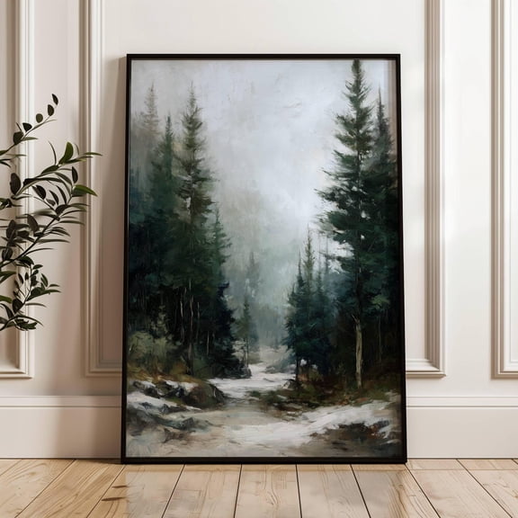 Winter Pine Forest Print French Country Nature Landscape, Unframed Paper Poster 8x10in