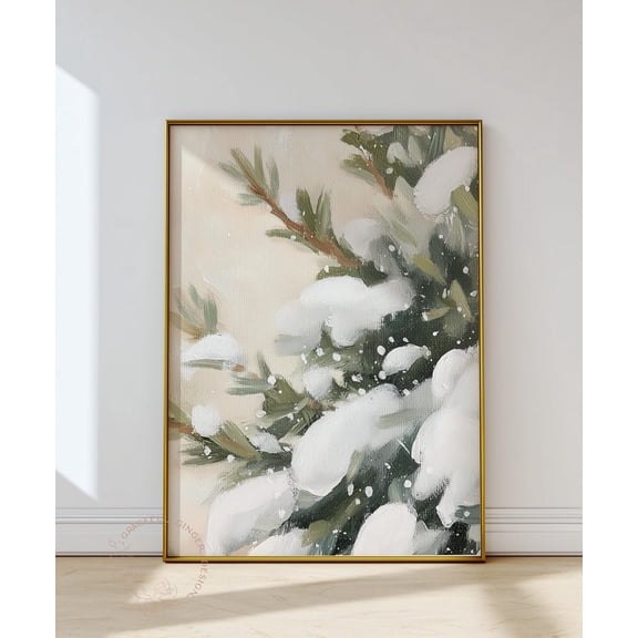 Winter Pine Tree Print, Evergreen Wall Art, Farmhouse Winter Decor Home Decor #2393, Unframed Poster Size 12x18