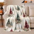 thumbnail image 1 of Winter Pine Trees with Red Berries and Snow, Rustic Holiday Style for Nature Lovers, Evergreen Forest Pattern and Christmas Gift, Cozy Flannel Blanket for Cabin and Living Room, Home Decor, 1 of 9