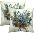 thumbnail image 1 of Winter Pine Twigs Pillow Cover 20x20 Inch Set of 2, Rustic Christmas Branches Pinecones Picks Decorative Pillow Cotton Square Cushion Case for Outdoor Home Sofa Couch Decor, 1 of 1