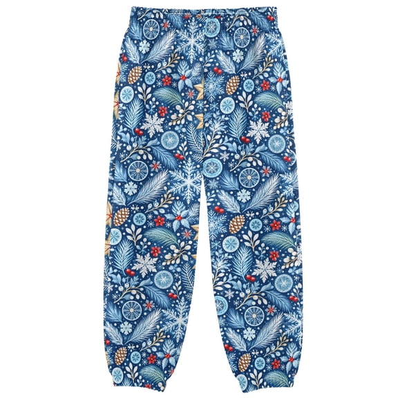 Winter Pinecone Snowflake Boys Pants Kids Casual Sweatpants Joggers Toddler Sports Pants 3-10 Years