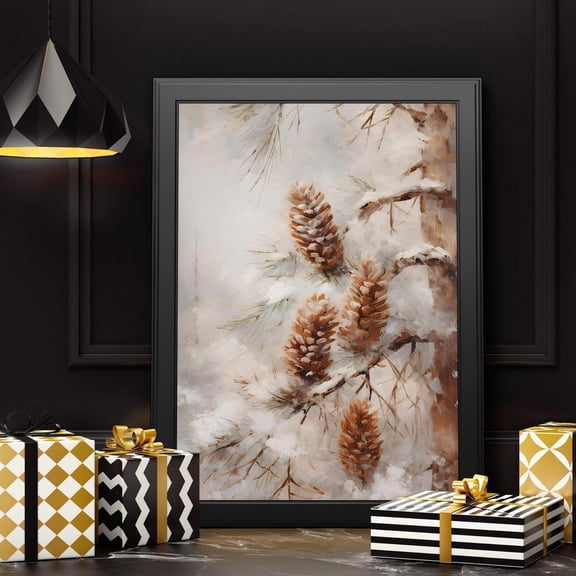 Winter Pinecones Wall Art, Pinecones, Winterart Poster, Wall Decor, Art Decor, Winter Posters, Unframed Poster Size 8x12
