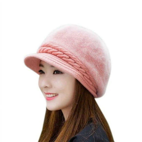 Winter Pink Fashion Women Knitted Hats Rabbit Hat Cap Skullies Pk Baseball Caps