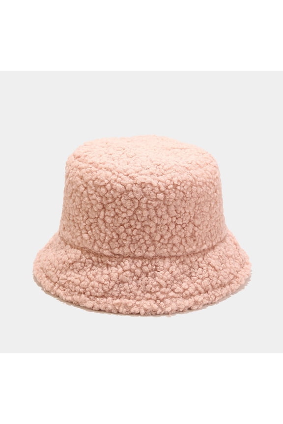 Winter Pink Fluffy Cow Print Bucket Hats Women Outdoor Warm Sun Hat Soft Velvet Fisherman Cap Lady Panama Female