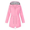 thumbnail image 1 of Winter Pink Solid Raincoat Hooded Outdoor Rain Windproof Jacket Women’S Jackets Women'S Coat, 1 of 4