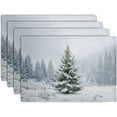thumbnail image 1 of Winter Placemats Set of 4, 12x18 Inch Christmas Pine Tree Snowflake Linen Table Mats Seasonal Washable Farmhouse Place Mats for Kitchen Dining Xmas Holiday Party Decor, 1 of 7