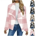 thumbnail image 1 of Winter Plaid Jackets for Womens Fashion Plus Size Double-sided Fleece Plaid Long Sleeved Jacket Cardigan Overcoat Top, 1 of 7