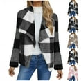 thumbnail image 1 of Winter Plaid Jackets for Womens Fashion Plus Size Double-sided Fleece Plaid Long Sleeved Jacket Cardigan Overcoat Top, 1 of 7
