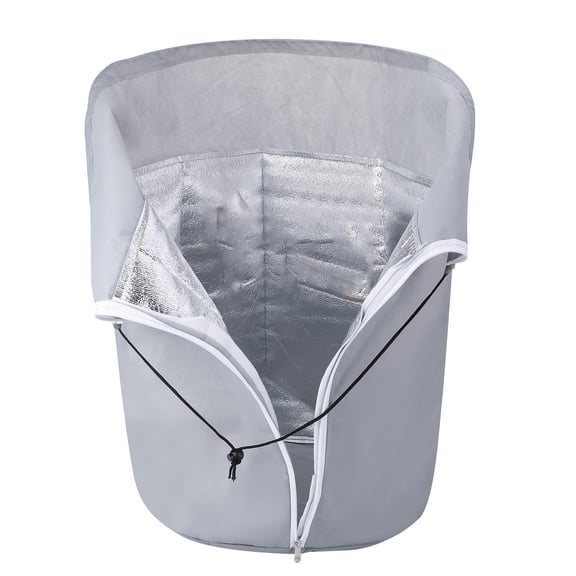 Winter Plant Pot Covers, Zipper & Drawstring Plant Pot Protection Bags, Insulated Anti-Frost Plant Winter Covers, for Outdoor Fruit Trees Potted Plants Shrubs (15.7*15.7 in, Grey)