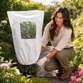 thumbnail image 1 of Winter Plants Cover with Clear Window Drawstring Non Woven Blanket Jacket Frost Protection for Outdoor Fruit Trees Potted Plants Shrubs Garden Cold Wind Antifreeze Tree, White C, 31.5 X 47.2 In, 1 of 7