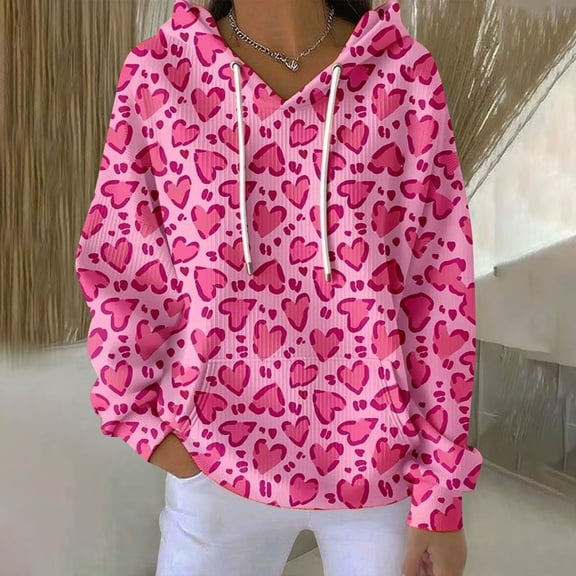 Winter Plus Size Fall Sweaters for Women Breast Cancer Rugby Hooded Sweatshirt Tackle Breast Cancer Football Ribbon Funny Hoodies Pink M