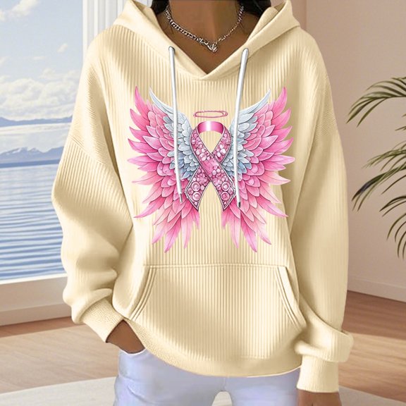 Winter Plus Size Fall Sweaters for Women Kind Mind Wear Breast Cancer Tee In We Wear Sweatshirt Funny Hoodies Light Yellow M