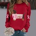 thumbnail image 1 of Winter Plus Size Fall Sweaters for Women Women's Dog Ribbon Breast Cancer Awareness Print Sweatshirt Funny Hoodies Red XL, 1 of 5