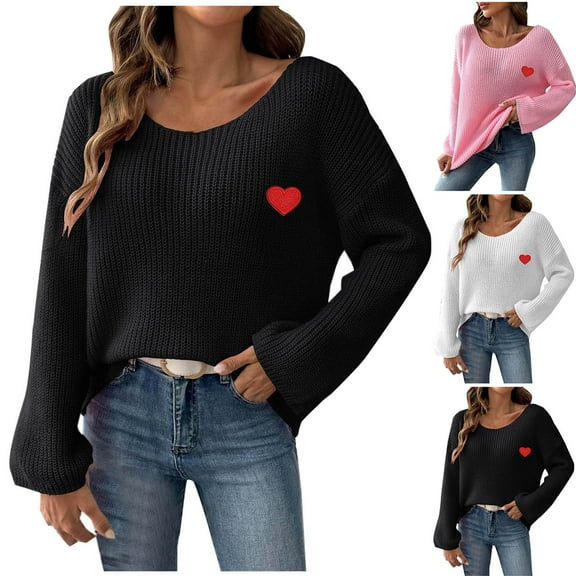 Winter Plus Size Sweaters For Women Trendy Solid Color Loose Long Sleeve Black Round Neck Fall Pullover Sweaters S-XL