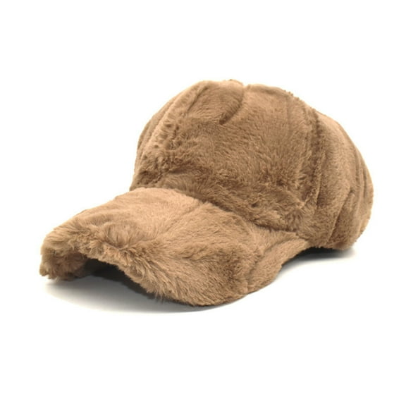 Winter Plush Baseball Cap for Men and Women, Faux Lambswool Teddy Wool Hat with Adjustable Fit, Warm Cold Weather Beanie Style Cap for Outdoor Activities