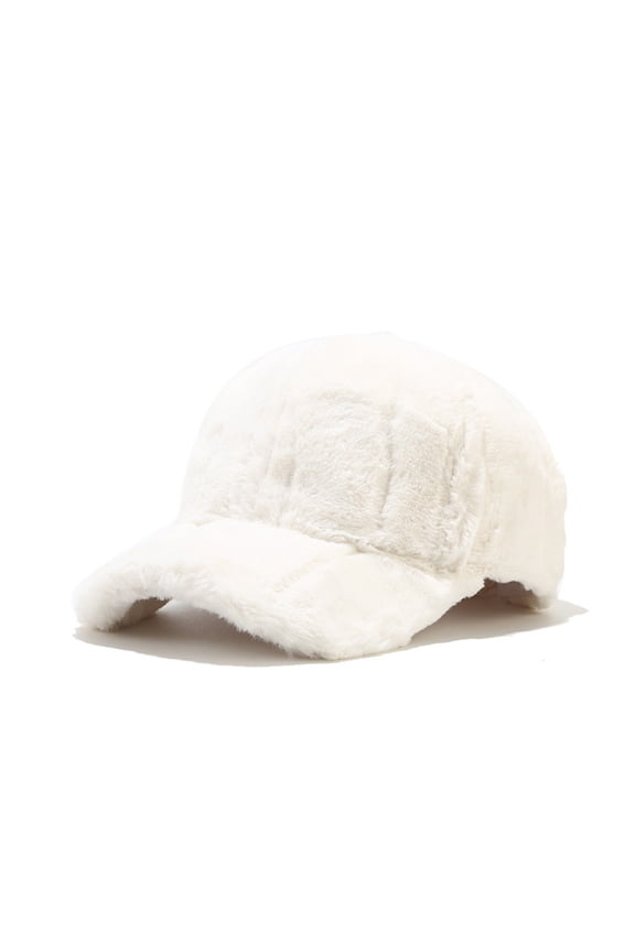 Winter Plush Baseball Cap for Men and Women, Faux Lambswool Teddy Wool Hat with Adjustable Fit, Warm Cold Weather Beanie Style Cap for Outdoor Activities