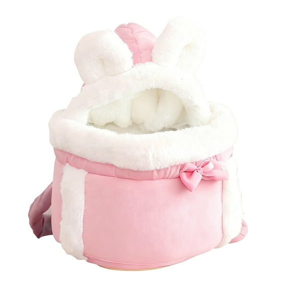 Winter Plush Dog Backpack with Integrated Bed, Cozy Pet Carrier, Gray, Large