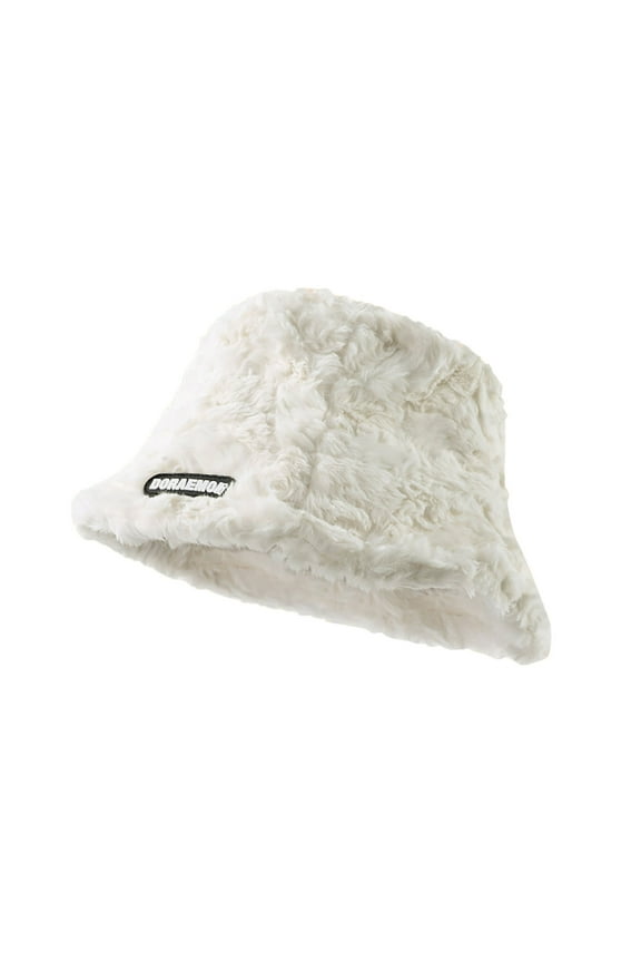 Winter Plush Fuzzy Bucket Hat Shearling Fisherman Hats For Women