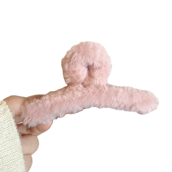 Winter Plush Hair Claw Faux Furry Cross Teeth Back Head Shark Clip Solid Color Hair Barrette Headwear Hair Accessories