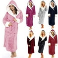 thumbnail image 1 of Winter Plush Long Robe Shawl Collar Design Cozy Home Wear Soft Bathrobe Coat, 1 of 8