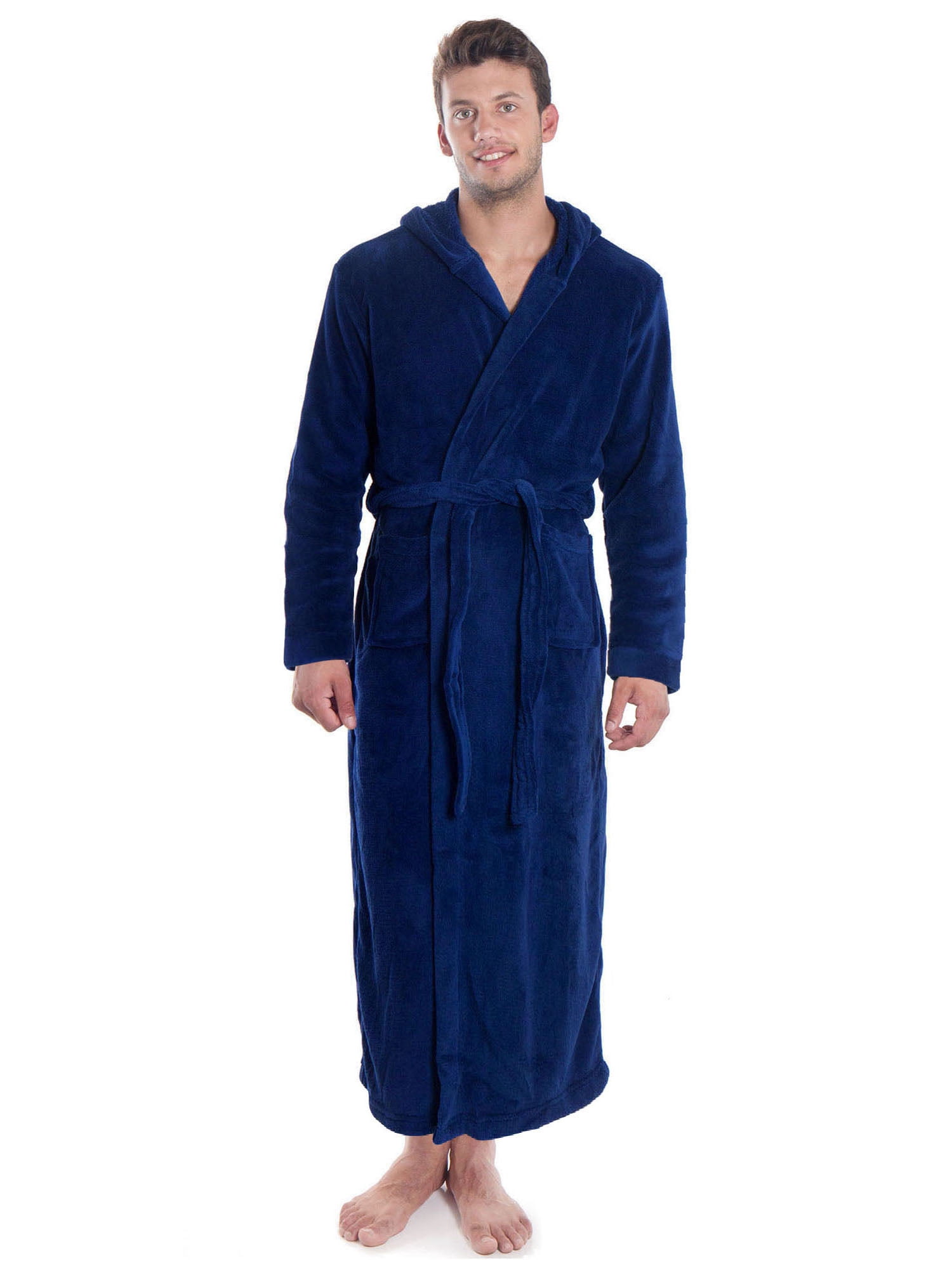 Winter Plush Robe Flannel Bath Robes,Navy,S-M Men/S-L Women - Walmart.com