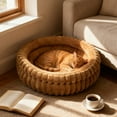 thumbnail image 1 of Winter Plush Round Cat Bed | Soft Fluffy Pet Nest for Cats & Small Dogs | Comfortable Warm Sleeping Pad | 40x40x15cm Cozy Pet Bed, 1 of 6
