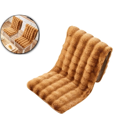 Winter Plush Siamese Chair Cushion with Straps, Thickened Non-Slip Backrest Pad for Chairs Stools Sofas, 15.7x53.15in