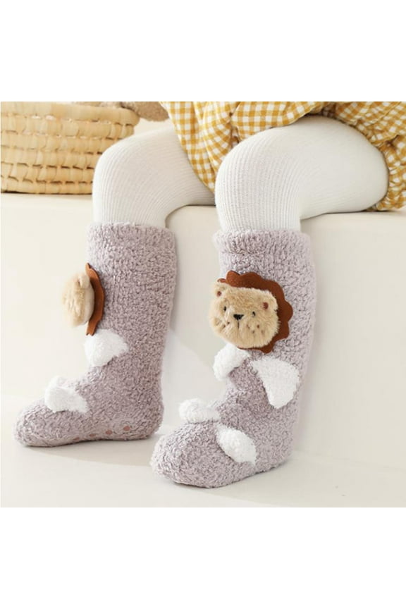 Winter Plush And Thick Baby Socks, Long Tube, Newborn And Baby - Home, Children's Floor Socks Funny Crazy Ankle Socks Fun Novelty 3D Print Pattern Cute Socks Animal Food Socks