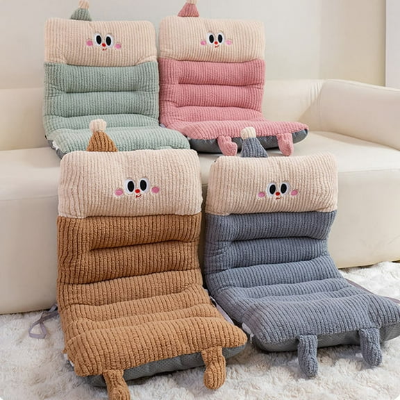 Winter Plush Warm Cushion with Cute Pattern, One-Piece Seat and Backrest Pad for Home Sofa, Chair, or Car Seats, Soft Polyester, 33.5 x 17.7 in, Multicolor