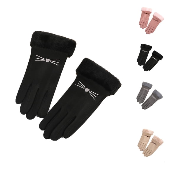 Winter Plush Warm Gloves for Women Touch Screen Thick Velvet Outdoor Sport Windproof Cold Weather Women Cycling Skiing Gloves