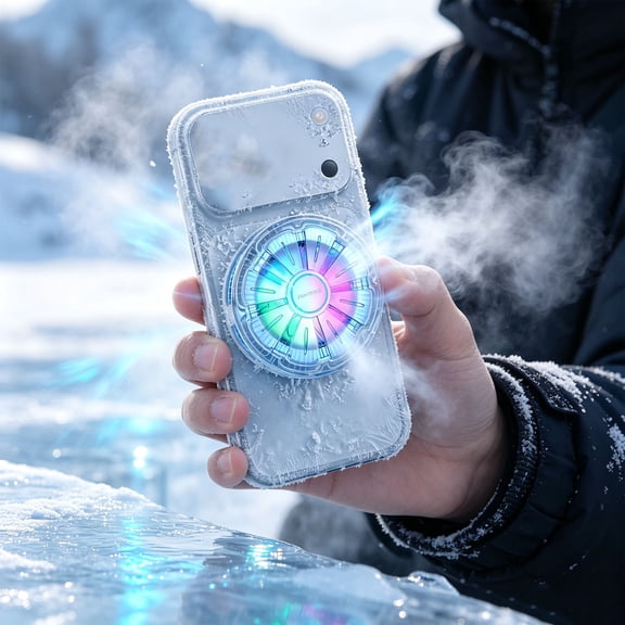 Winter Poetry Upgrade 2-in-1 Magnetic Phone Cooler, Semiconductor Refrigeration Heat Dissipation, Silent Dimmable Light Back Clip for Gaming Live Streaming, 2.36x2.36x0.79in