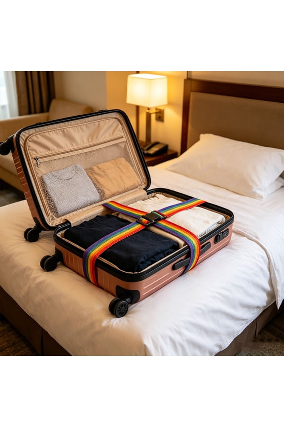 Upgrade Adjustable Luggage Strap, Add-a-bag Holder, Elastic Handle Wrap for Travel Suitcase 25.20x2.36in A