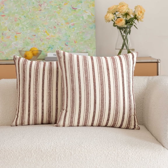 Winter Poetry Upgrade Boho Throw Pillow Cover, Washed Linen Cushion Case, Digital Print Sofa Decor Pillowcase for Couch Bed Red