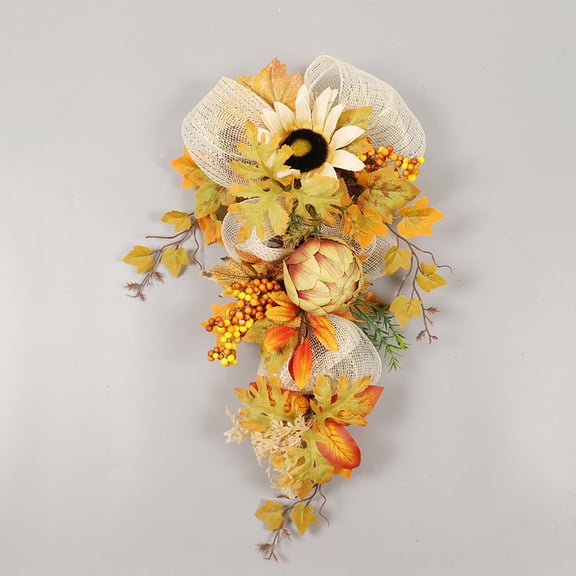 Winter Poetry Upgrade Fall Sunflower Vine Wreath, Artificial Inverted Tree Garland, Seasonal Festival Decor for Home Party, M