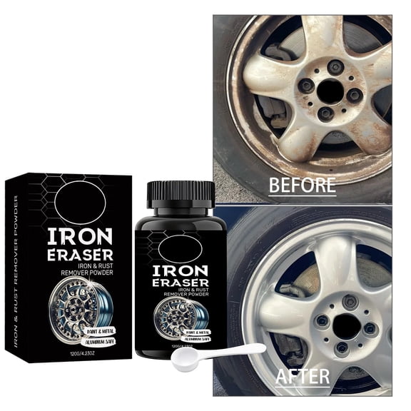 Winter Poetry Upgrade Iron Eraser Rust Remover Powder, 4.2oz Auto Detailing Cleaner, Non-Aluminum Safe Brake & Wheel Cleaner