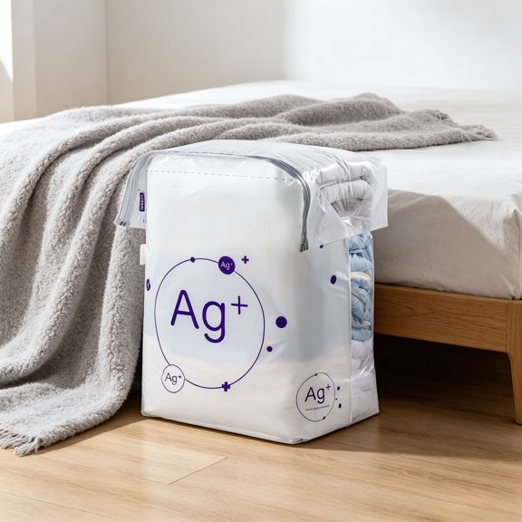 Winter Poetry Upgrade Multi-Size Vacuum Storage Bags, Stackable Compression Bags with Air Valve, Waterproof Dustproof Space Saver for Clothes Quilts Bedding L