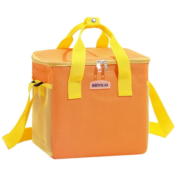 Winter Poetry Upgrade Oxford Cloth Lunch Bag, Insulated Shoulder Picnic Bag, Waterproof Lunchbox Carrier for Outdoor Orange